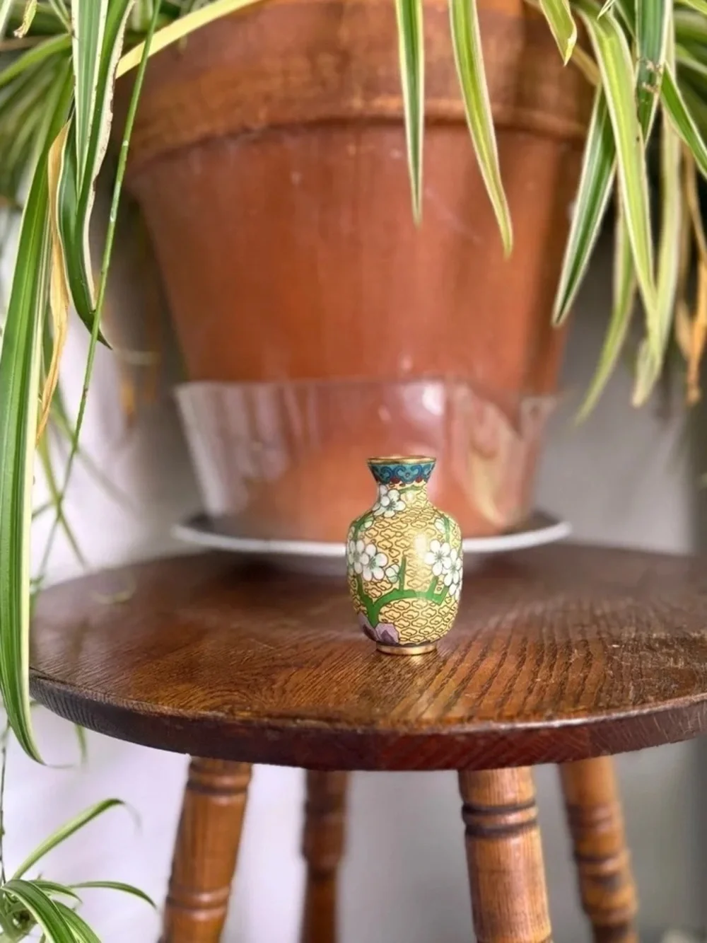 Decorative Yellow Floral Cloisonné Mini Vase - Brand Unspecified